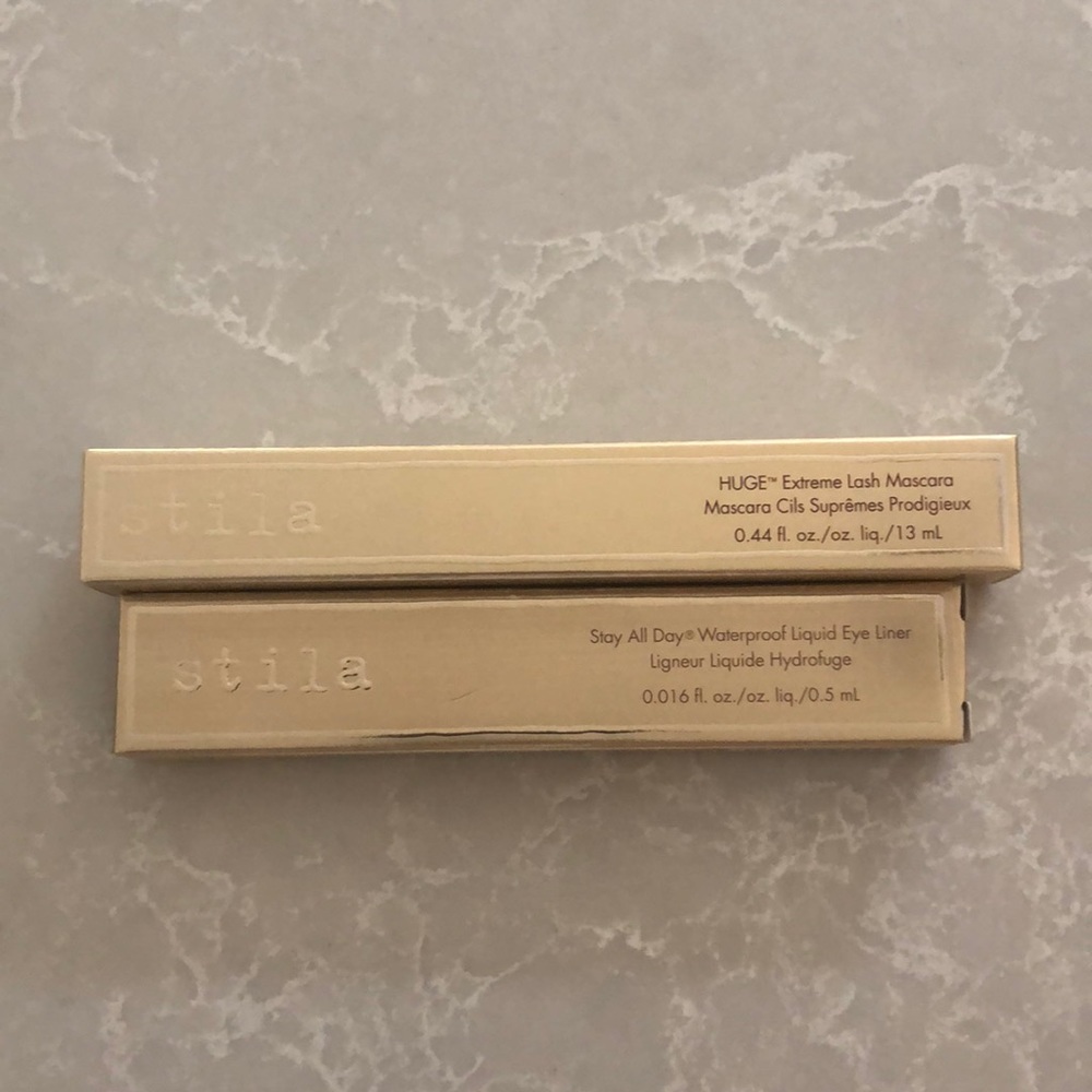 Stila mascara and liquid eye liner.